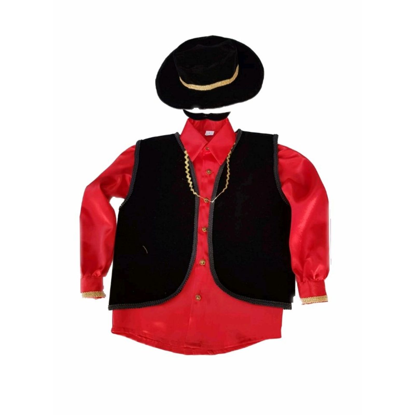 Costum țigan roșu cu vesta catifea