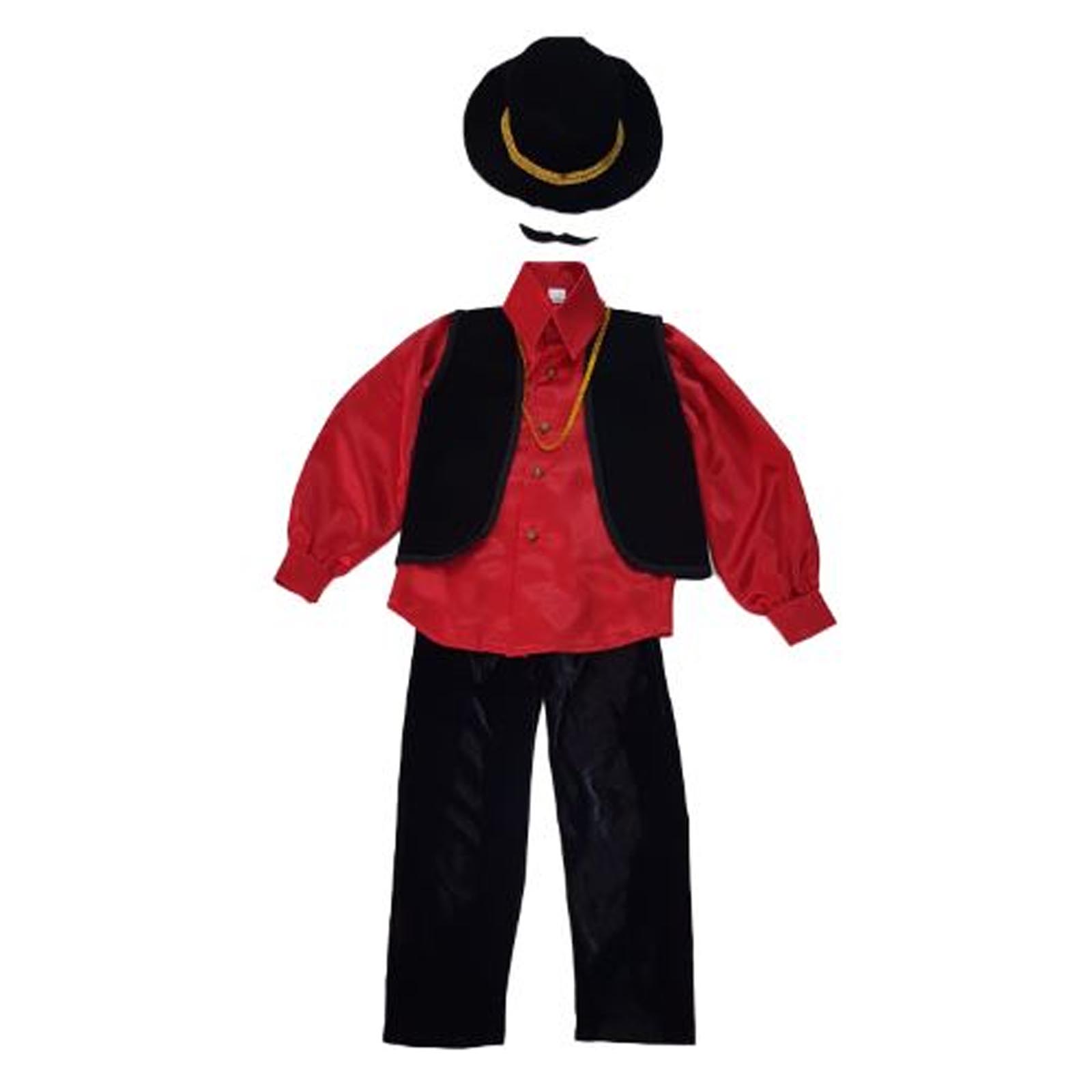 Costum țigan roșu cu vesta catifea